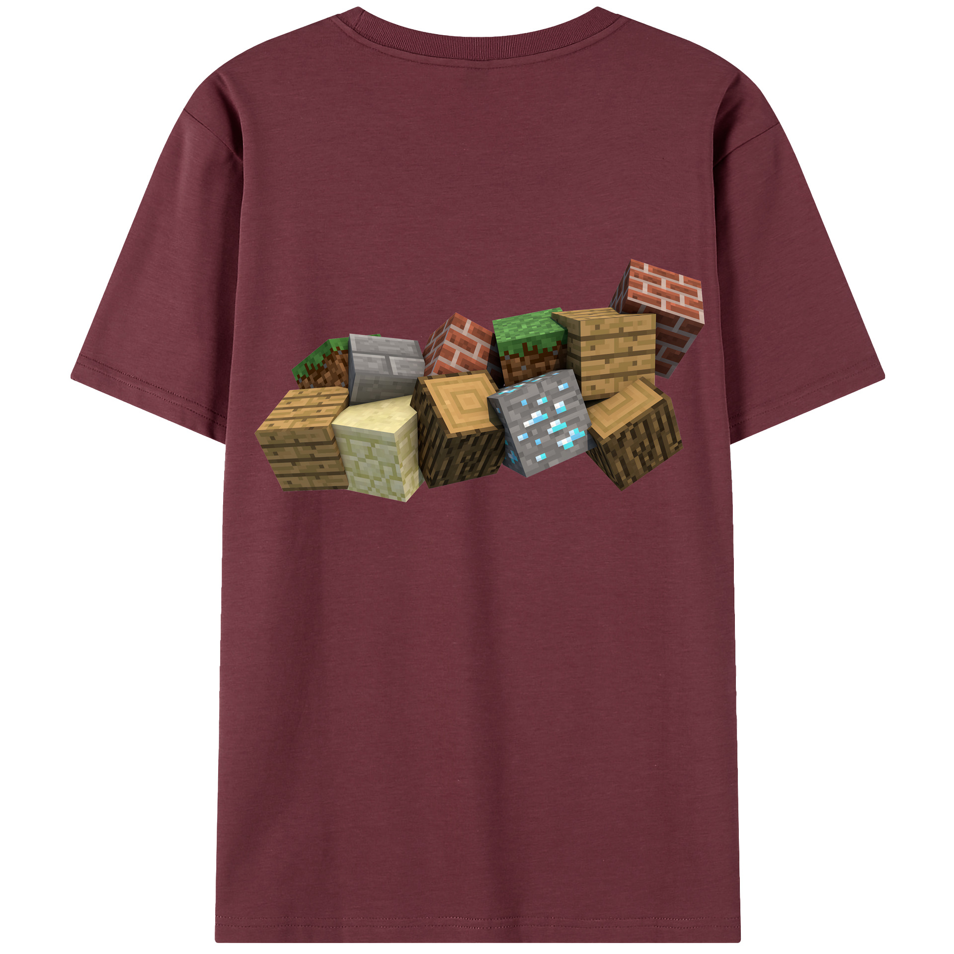 （画像用） マインクラフト ブロックの世界 Minecraft MC Block world 綿100％半袖Tシャツ（背面プリント）